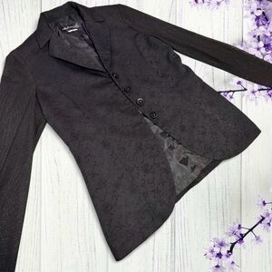 True vintage Korean brand Mademoiselle black floral embroidered glittery blazer